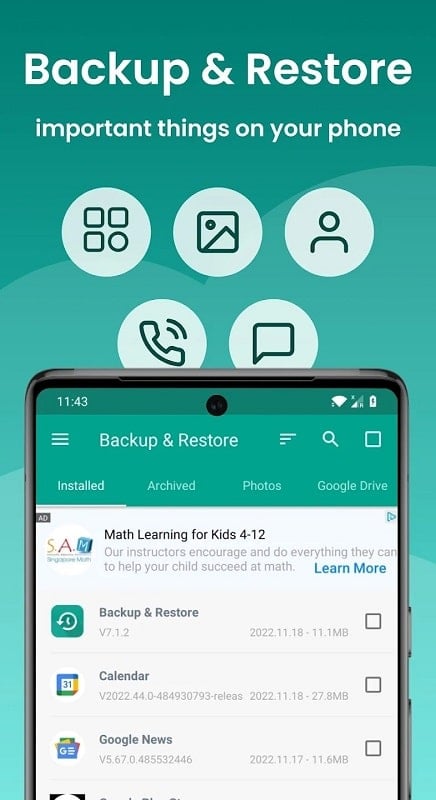 Backup and Restore APP SMS mod