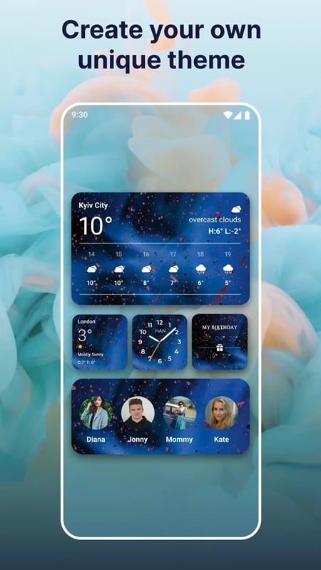 color-widgets-mod-apk-4 Trang trí màn hình của bạn với nhiều kiểu dáng đồng hồ trong Color Widgets MOD APK