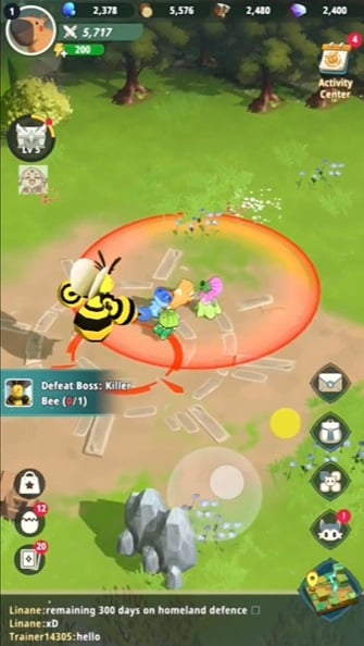 Chiến đấu với các loài động vật khác để tìm kiếm vật phẩm trong Dreamio Rush MOD APK