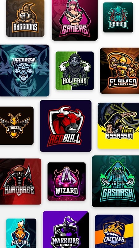 esports-logo-maker-mod-apk-5 Đa dạng mẫu logo được thiết kế chuyên nghiệp trong Esports Logo Maker MOD APK