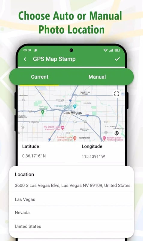 gps-map-stamp-camera-mod-apk-3 Gắn thẻ vị trí theo phương pháp thủ công, tự động cho các bức ảnh trong GPS Map Stamp Camera MOD APK