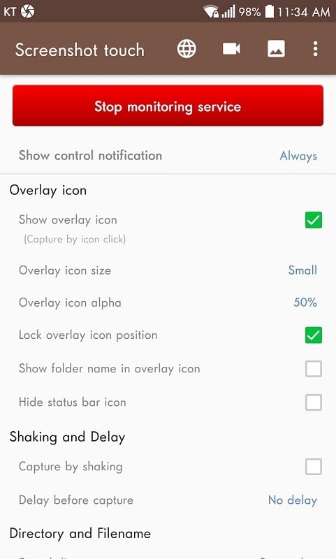 Screenshot touch mod