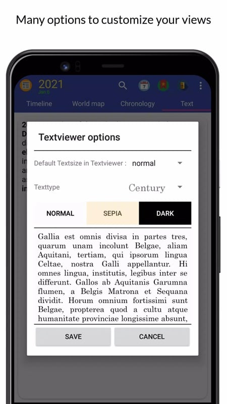Tùy chỉnh nhiều chế độ xem khác nhau cho các bài viết trong World History Atlas MOD APK