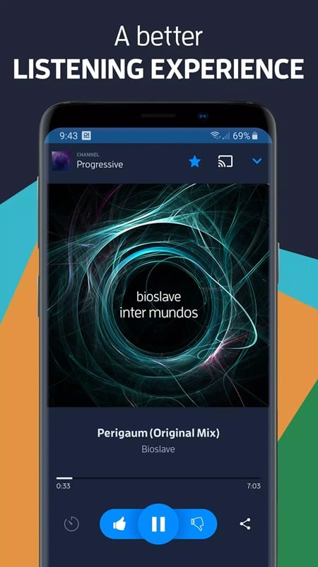 Dễ dàng điều chỉnh tốc độ phát, âm lượng của các bản nhạc trong DI.FM Electronic Music Radio MOD APK