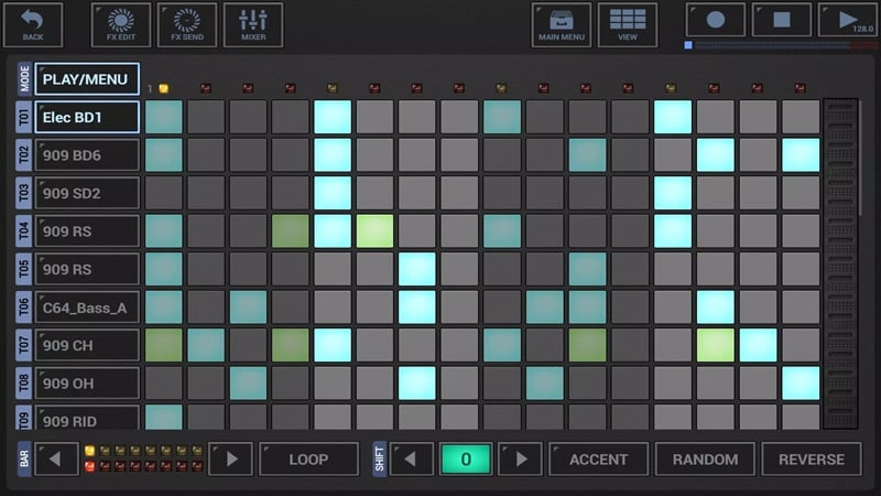 g-stomper-studio-mod-apk-2 Sáng tạo các nhịp điệu bằng cách bật hoặc tắc các ô tương ứng trong G-Stomper Studio MOD APK