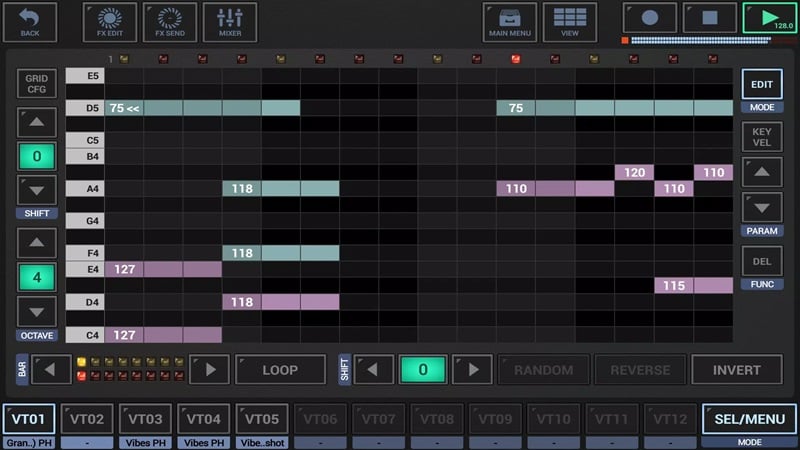 g-stomper-studio-mod-apk-4 Sắp xếp nhịp của các bản nhạc bằng lưới ghi chú để tiện theo dõi trong G-Stomper Studio MOD APK