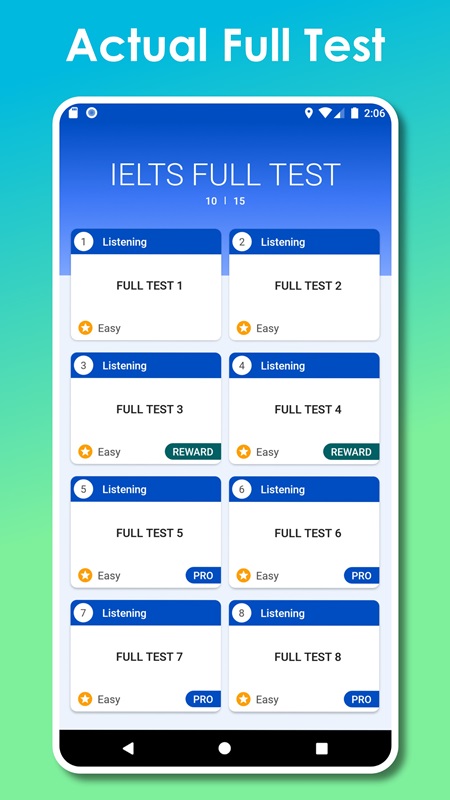 ielts-listening-mod-apk-3 Bài kiểm tra đa dạng với nhiều mức độ khác nhau trong IELTS Listening MOD APK