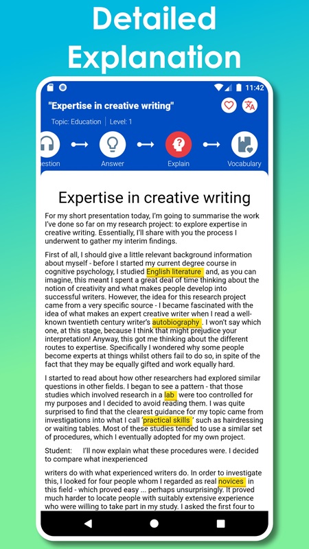 ielts-listening-mod-apk-5 Các bài luyện tập đều có kèm theo lời giải chi tiết trong IELTS Listening MOD APK