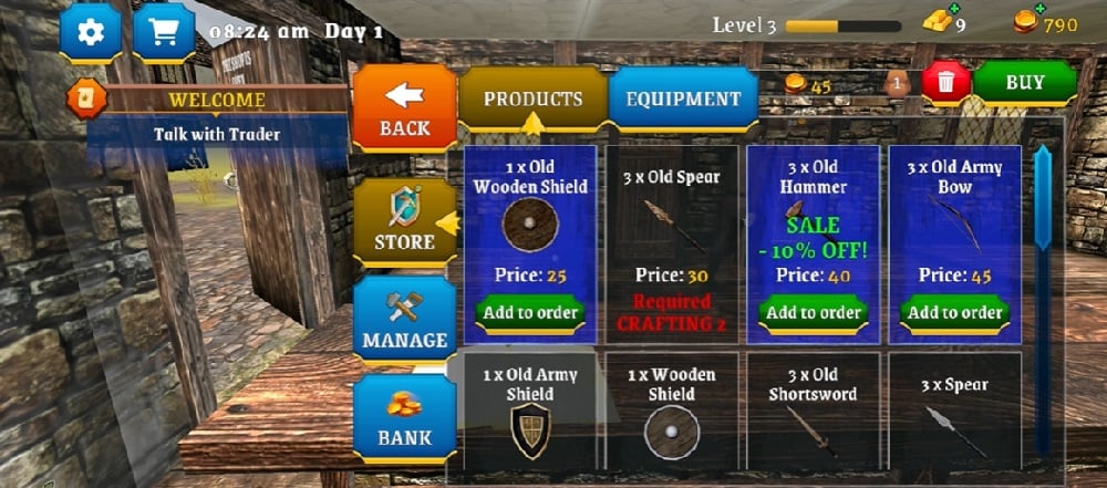 knight-shop-simulator-mod-apk-4 Các vũ khí và trang bị người chơi có thể bày bán trong Knight Shop Simulator MOD APK
