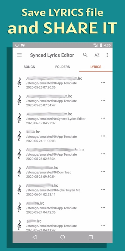 lyrics-editor-mod-apk-3 Dễ dàng lưu và chia sẻ lời bài hát trong Lyrics Editor MOD APK