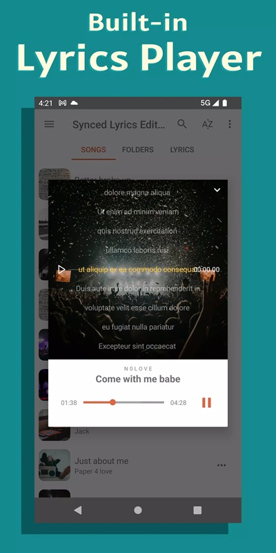 lyrics-editor-mod-apk-4 Nghe nhạc và theo dõi lời với trình phát lời bài hát trong Lyrics Editor MOD APK