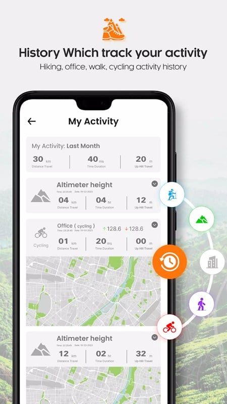 my-elevation-altimeter-app-mod-apk-5 Theo dõi lịch sử dữ liệu các hoạt động mà bạn đã thực hiện trong My Elevation: Altimeter App MOD APK