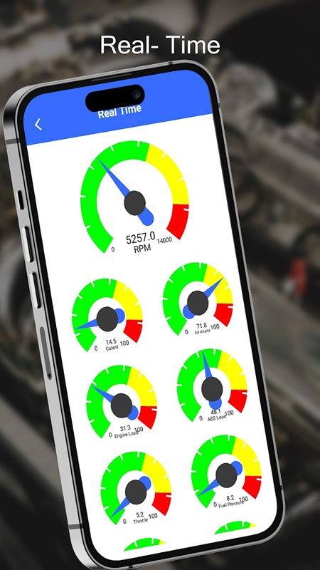 Khám phá tính năng theo dõi các hoạt động của động cơ trong thời gian thực trong OBD2 Bluetooth Car Scanner MOD APK