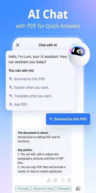 pdfelement-mod-apk-4 Trò chuyện với trợ lý AI để quá trình chỉnh sửa nhanh hơn trong PDFelement MOD APK