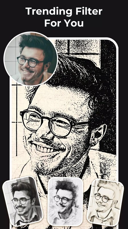 pencil-sketch-photo-editor-mod-apk-4 Lựa chọn những bộ lọc, hiệu ứng phù hợp cho bức ảnh trong Pencil Sketch Photo Editor MOD APK