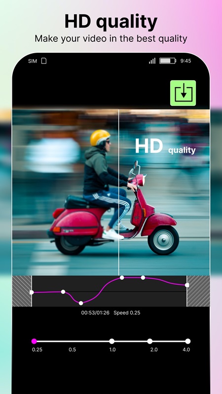 slow-motion-video-fx-mod-apk-3 Tùy chỉnh chất lượng video HD trước khi xuất va chia sẻ trong Slow Motion Video FX MOD APK
