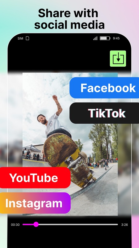 slow-motion-video-fx-mod-apk-5 Dễ dàng chia sẻ các video lên các nền tảng mạng xã hội chỉ với một lần chạm trong Slow Motion Video FX MOD APK