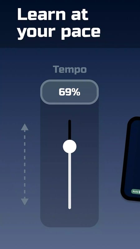 timbro-guitar-mod-apk-4 Dễ dàng điều chỉnh tốc độ của các hợp âm trong quá trình tập luyện trong Timbro Guitar MOD APK