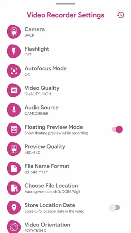 vigil-mod-apk-3 Tùy chỉnh lại phần cài đặt để quá trình quay video được tối ưu hơn trong Vigil MOD APK