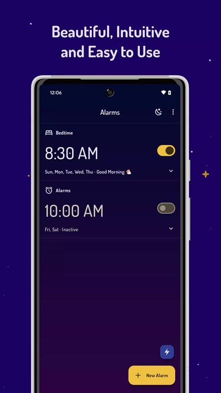 wakey-alarm-clock-mod-apk-2 Giao diện đơn giản, dễ sử dụng chỉ với vài thao tác đã có thể cài xong báo thức trong Wakey Alarm Clock