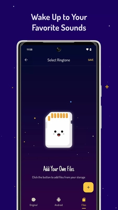 wakey-alarm-clock-mod-apk-4 Tải lên những âm thanh mà bạn yêu thích để cài báo thức trong Wakey Alarm Clock