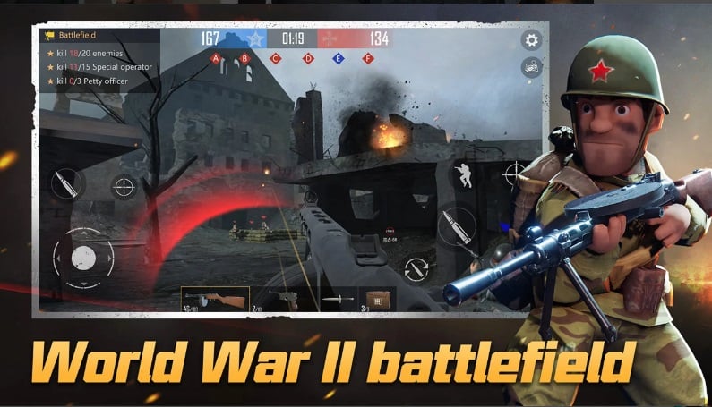 world-war-e285a1-mod-apk-4 Sử dụng chiến thuật của bản thân để bắn hạ được hết tất cả kẻ thù trong World War Ⅱ MOD APK