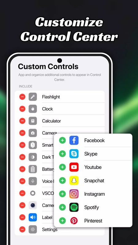 Thêm hoặc loại bỏ các ứng dụng theo nhu cầu sử dụng của bạn trong Easy Control AZ MOD APK