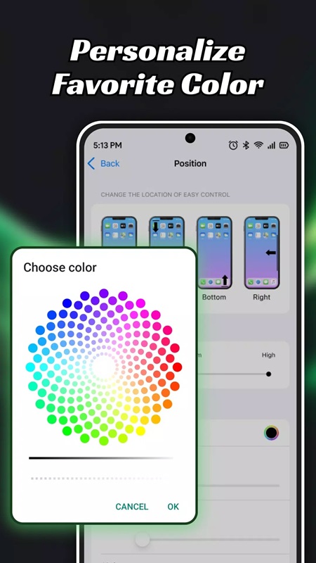Tùy chỉnh giao diện cá nhân hóa với những màu sắc yêu thích trong Easy Control AZ MOD APK