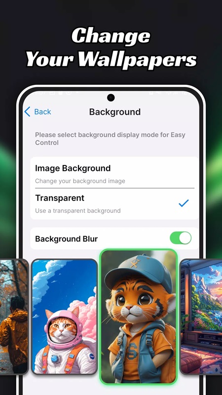 Lựa chọn hình nền yêu thích để thay đổi cho trung tâm điều khiển trong Easy Control AZ MOD APK