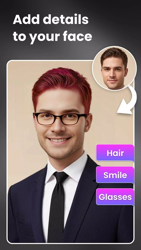 face-swap-mod-apk-5 Lựa chọn các chi tiết phù hợp để thêm hoặc thay đổi cho khuôn mặt trong Face Swap MOD APK