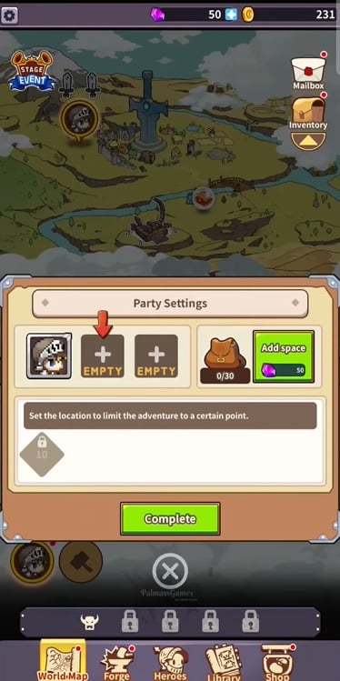 Lựa chọn anh hùng để bắt đầu tham chiến trong King Smith MOD APK