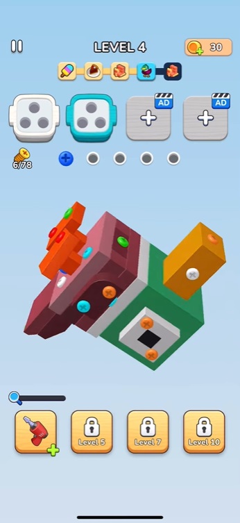 screwdom-3d-mod-apk-3 Chinh phục những cấp độ từ dễ đến khó trong Screwdom 3D MOD APK